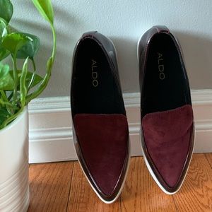 Aldo Burgundy Suede Pointed Toe Slip On